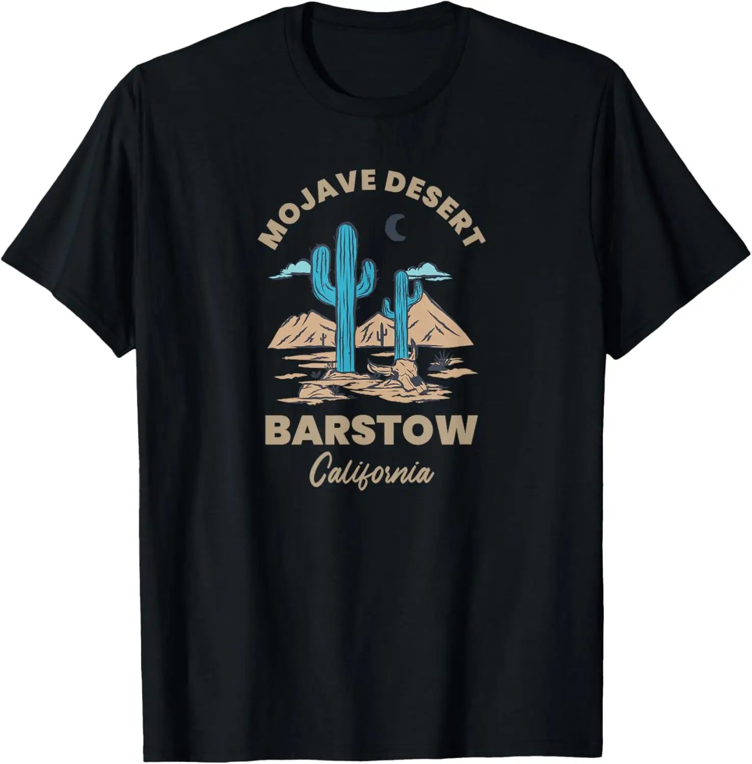 Barstow California with a Cactus at Night - Mojave Desert T-Shirt