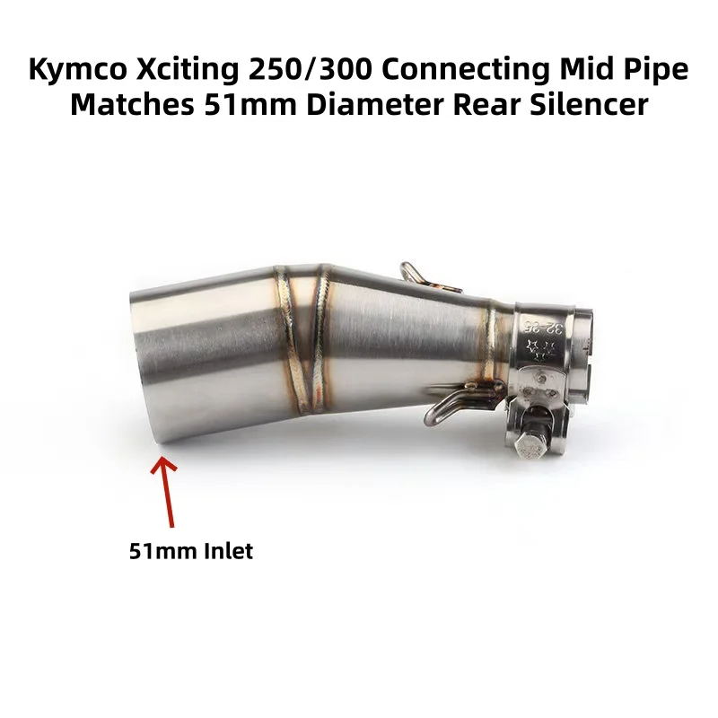 Exhaust Kit for Kymco Xciting 250/300 Scooter, Complete Set with Connect Mid Pipe & Rear Muffler, Built-in DB Killer