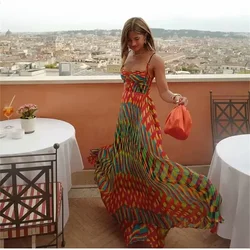 2024 Spring/Summer New Women's Fashion and Elegance Slim and Versatile Hanging Strap Printed Dress
