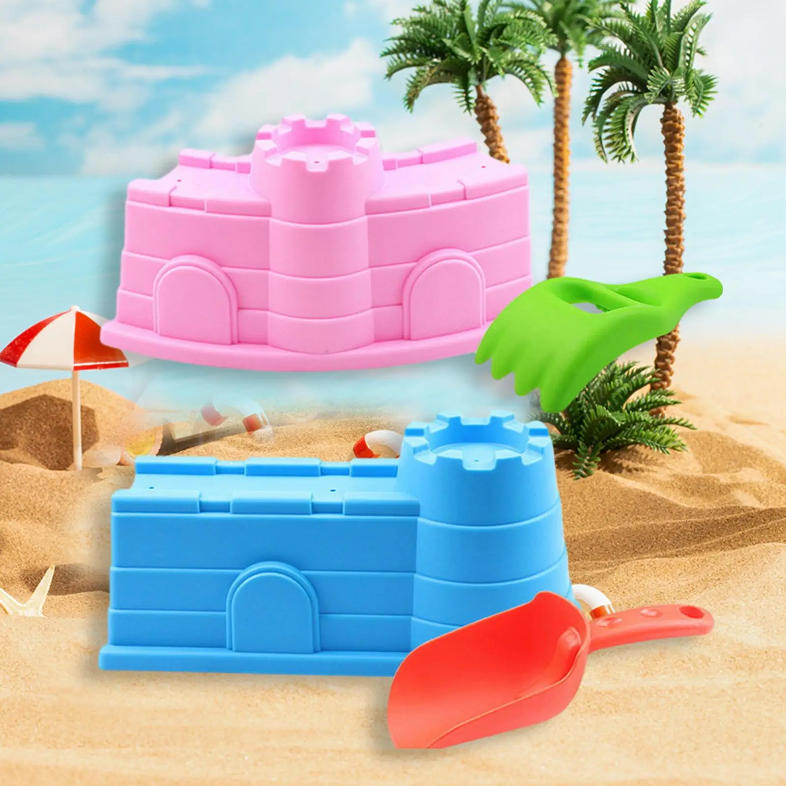 Castle Building Kit Beach Sand Toys Set for Kids Pretend Play Interactive Beach