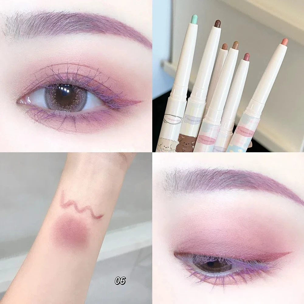 Pearlescent Grape Eyeliner Gel With Brush Blend Silky Smooth Tea Brown Pink Lying Silkworm Waterproof Eye Liner Pencil Makeup