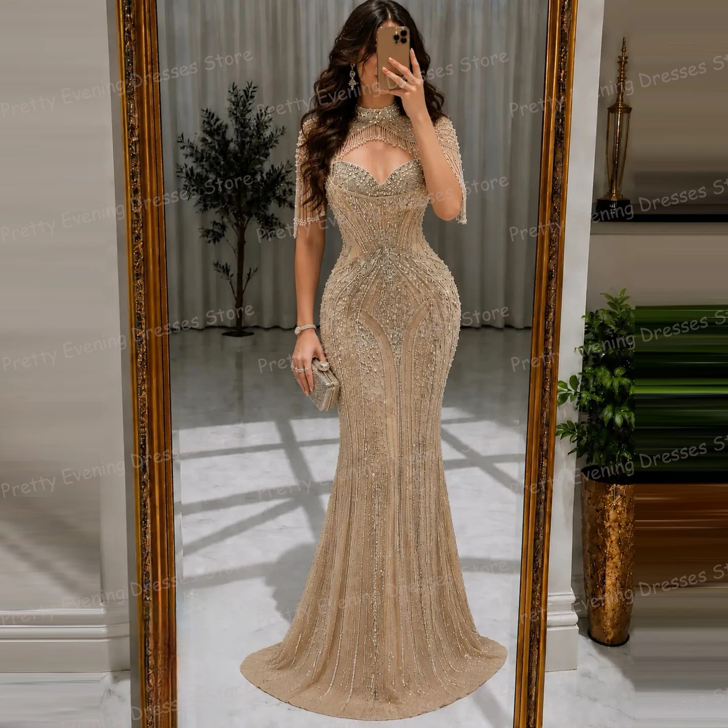 Simple Shiny Evening Dresses Mermaid Sweetheart Sequin Prom Gowns Customized Beach Party Women's Fashion Vestidos Sleeveless