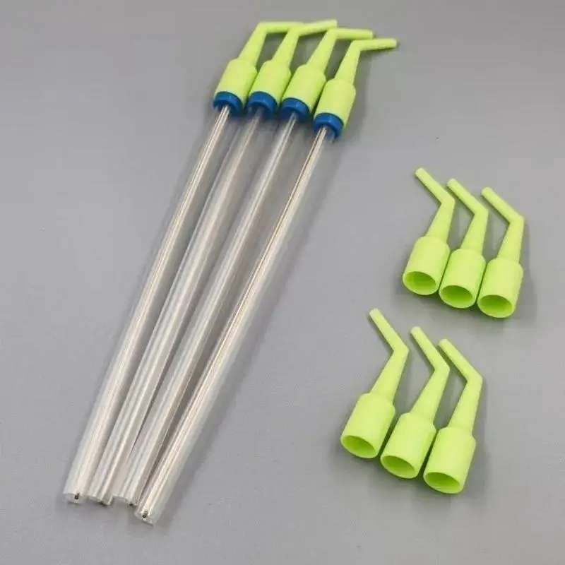 10Pcs Dentistry Disposable Suction Tip Conversion Head Bend Pipe High Temperature Resistance Disinfect Oral Cavity Surgery Straw