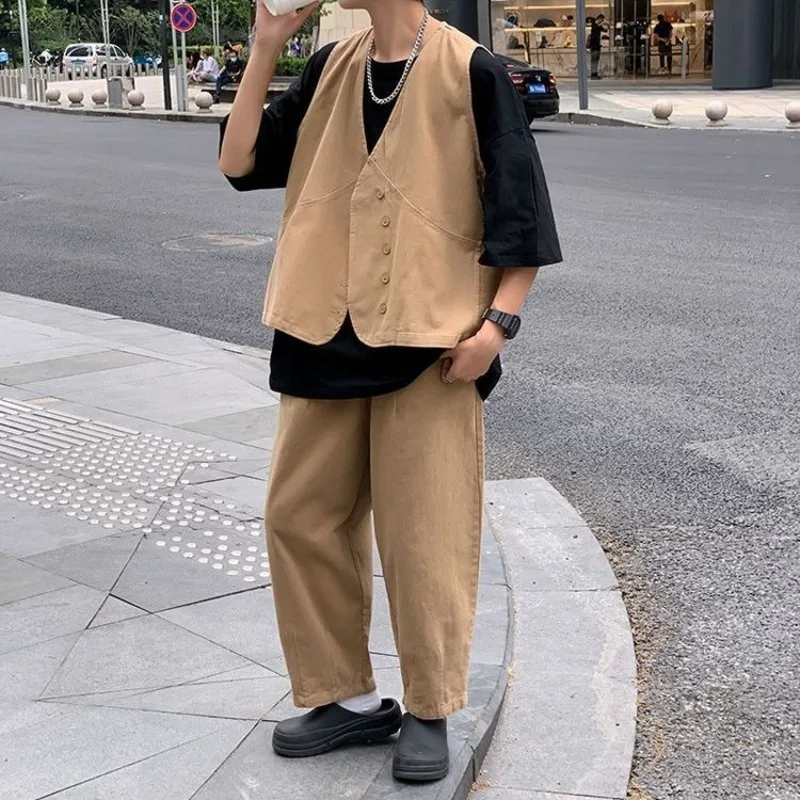 

Весенне-летний мужской комплект рабочей одежды в японском стиле из 3 предметов: модный, стильный, высококачественный повседневный наряд