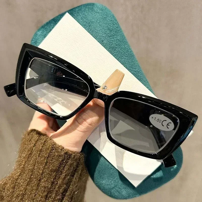Neutrale Mode Photochrome Presbyopie Brille Neue Quadratische Kleine Rahmen High Definition Anti-Blau Licht Lesebrille + 3,5 + 4,0 – Detail 2