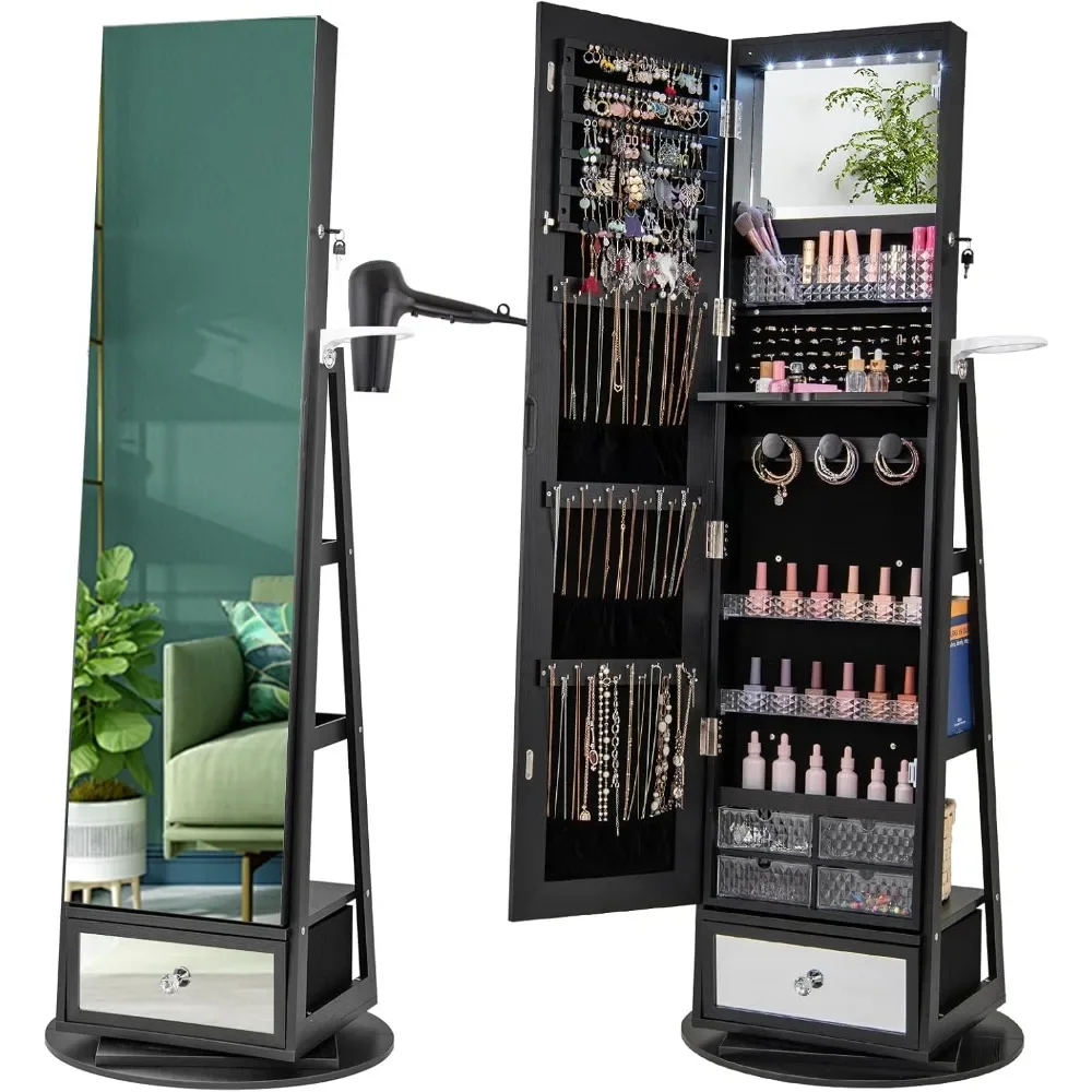 360° Swivel Jewelry Cabinet Armoire 64.5