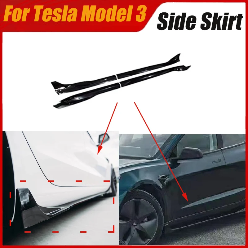 

Suitable for Tesla Model3 Side Skirt Split FAST Style Car Side Protection Beam Skirt Lower Body Kits Tuning External Decoration