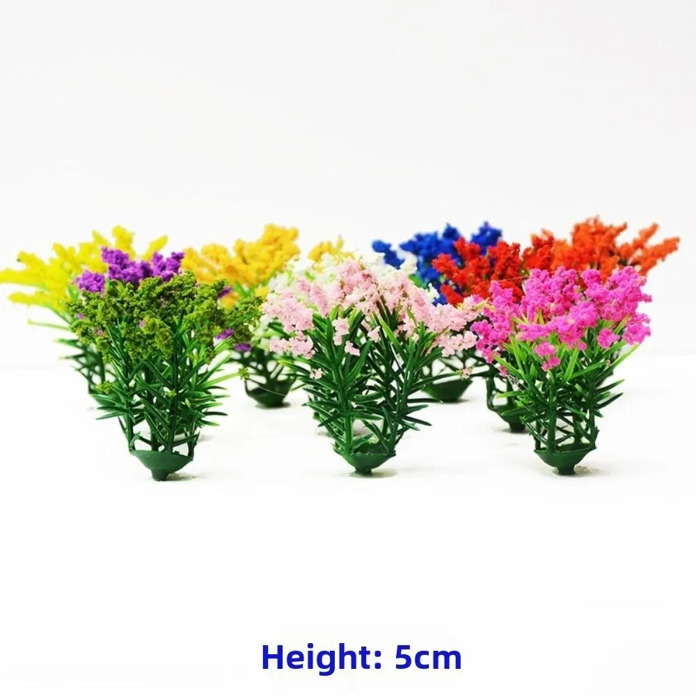 5/10pcs Plastic Miniature Flower Cluster Mixed Colorful Greenery Building Layout Miniature Landscape Simulation Flowers Grass