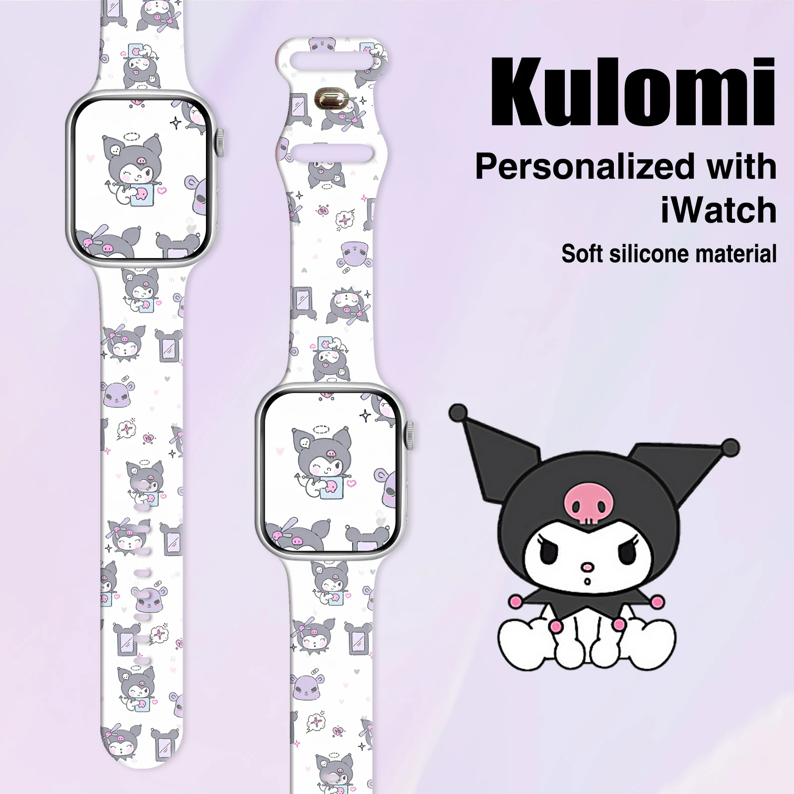 Ремешок Sanrio Series 2 для Apple Watch 10 9 8 7 SE, сменный силиконовый ремешок для iWatch 46 мм, 44 мм, 42 мм, 41 мм, ремешок для часов