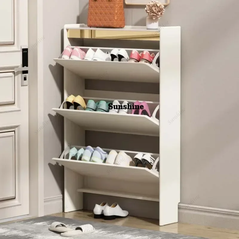 

Modern Turnable Shoe Cabinet Space Saving Ultra Thin Shoe Rack Living Room Organizer Armario Para Zapatos Hallway Furniture FT