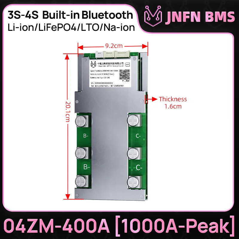 BMS Built-in Balance , BT &APP for 48V-72V and 400A High Current Protection Tailored for powerbank eBike, Electric Motor, solar