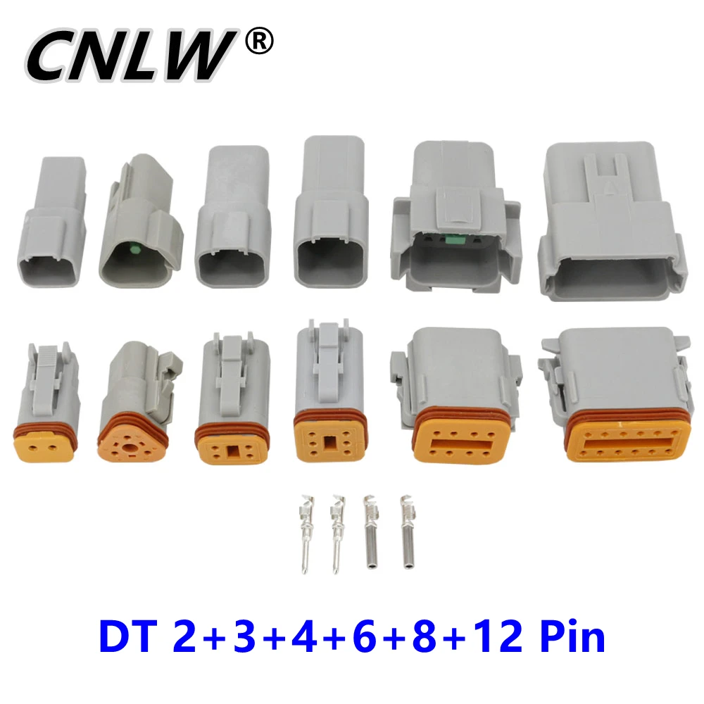 6 Sets DT DT06/DT04 2+3+4+6+8+12 Pin Engine/Gearbox Waterproof Electrical Connector For Car,Bus,Motor,Truck 22-16AWG