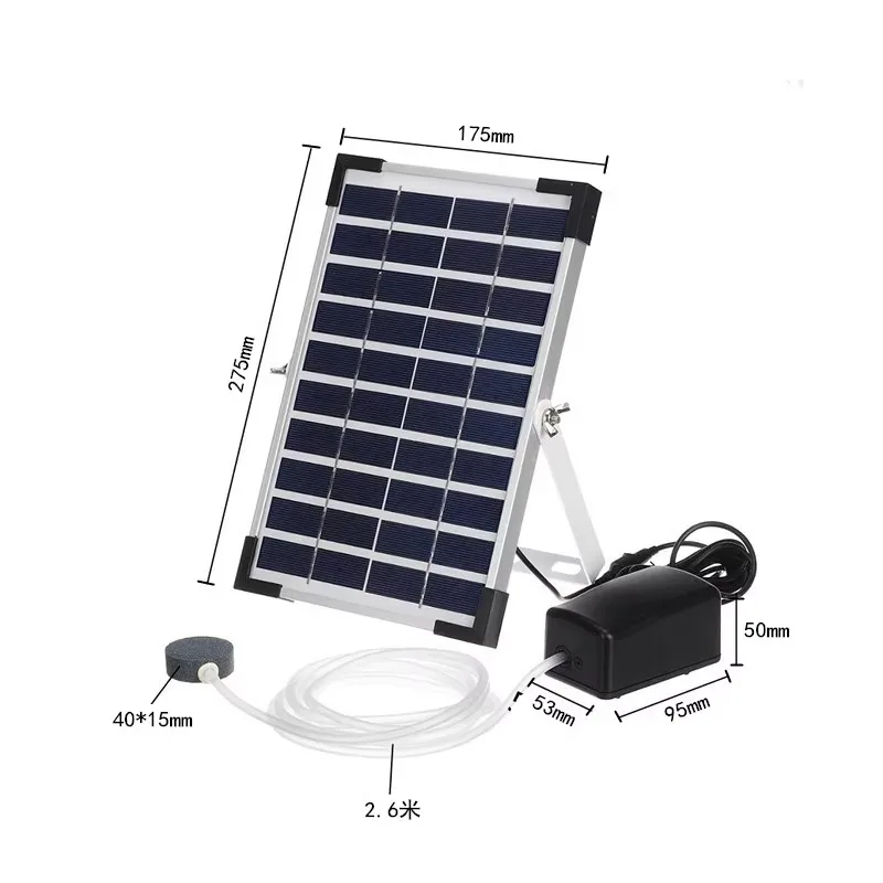 

Solar Panel Powered Auto Air Pump - 7.4V Li Backup Battery Oxygen Kit for Garden Pond and Fish Tank Aeration