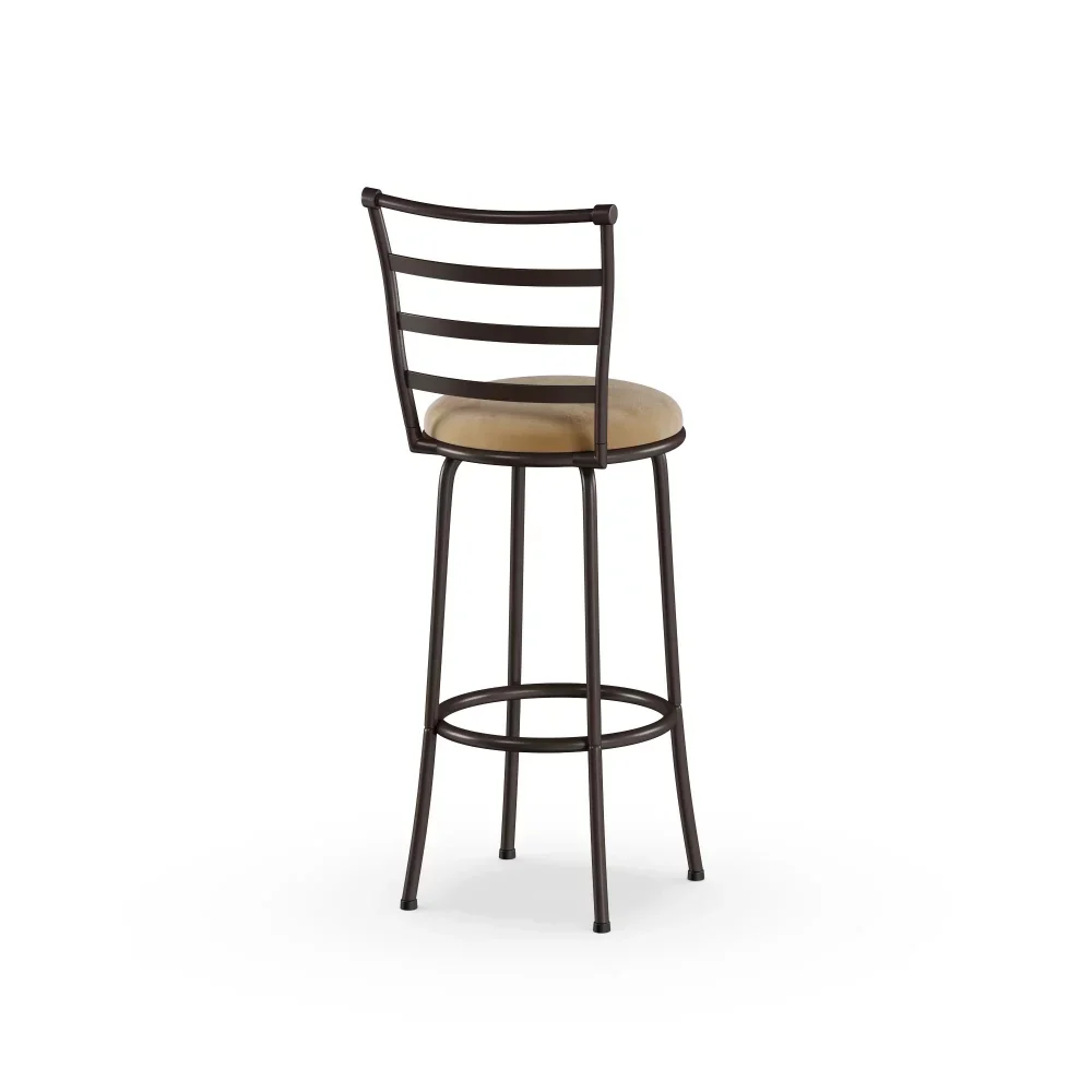 Bronze ajustável Ladder Back Swivel Barstool, Tan Microfiber Seat, 24 "ou 29", 1 PC, 2 Pcs, 3 Pcs, 4 Pcs