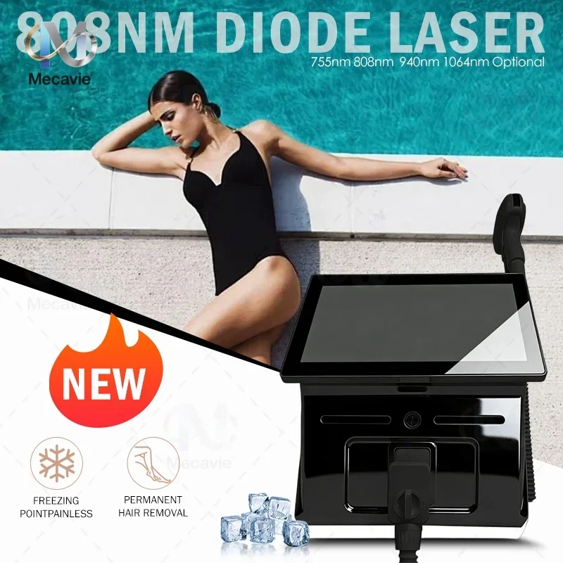 

Профессиональный портативный диодный лазер 4000 Вт, 4 волны, машина 755, 808, 940, 1064 нм, александритовый лазер для удаления волос на лице и теле