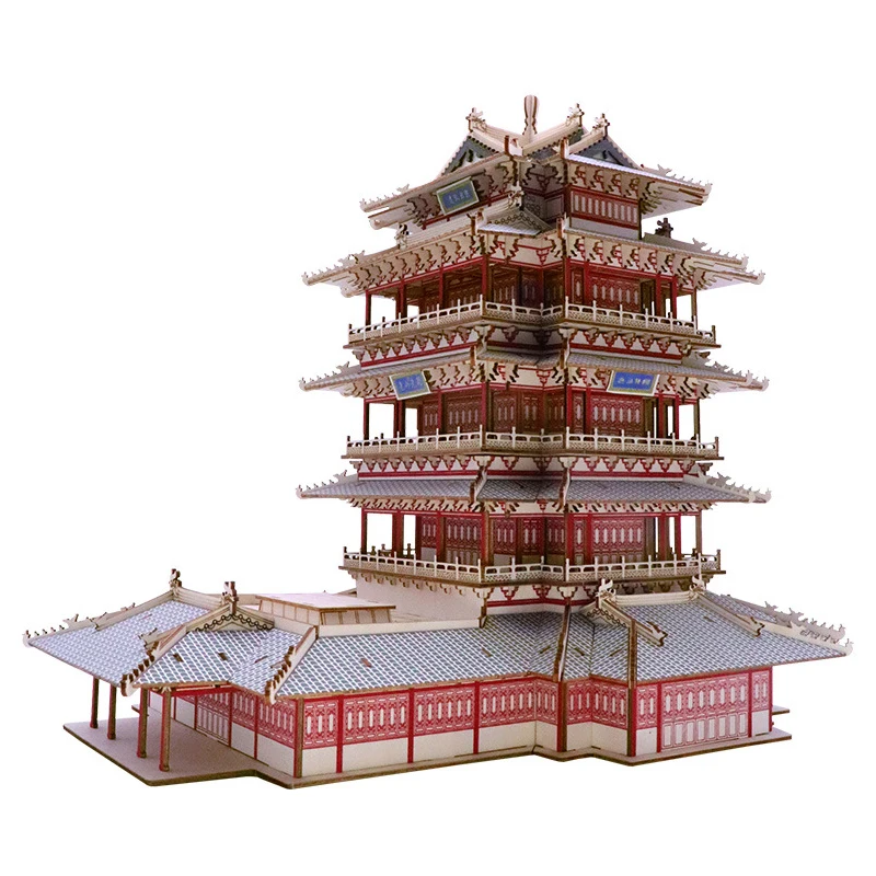 3D Wooden Puzzle for Adult Chinese Style Building Kits DIY Model Assemble Wood Jigsaw Educational Toys For Children Kids Gift