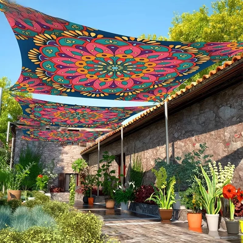 Bohemian Floral Lightweight Polyester Sunshade Sunshade Canopy for Beach Camping Garden Picnics Outdoor Adventure Shade