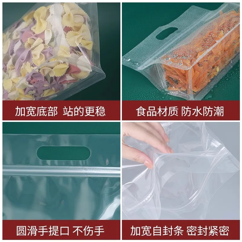 50PCS Ziplock Saran Wrap Plastic Bags Reusable PEVA Food Packaging Leakproof Fresh Shut Bags Stand Up Fresh Bag Kitchen Stoeage