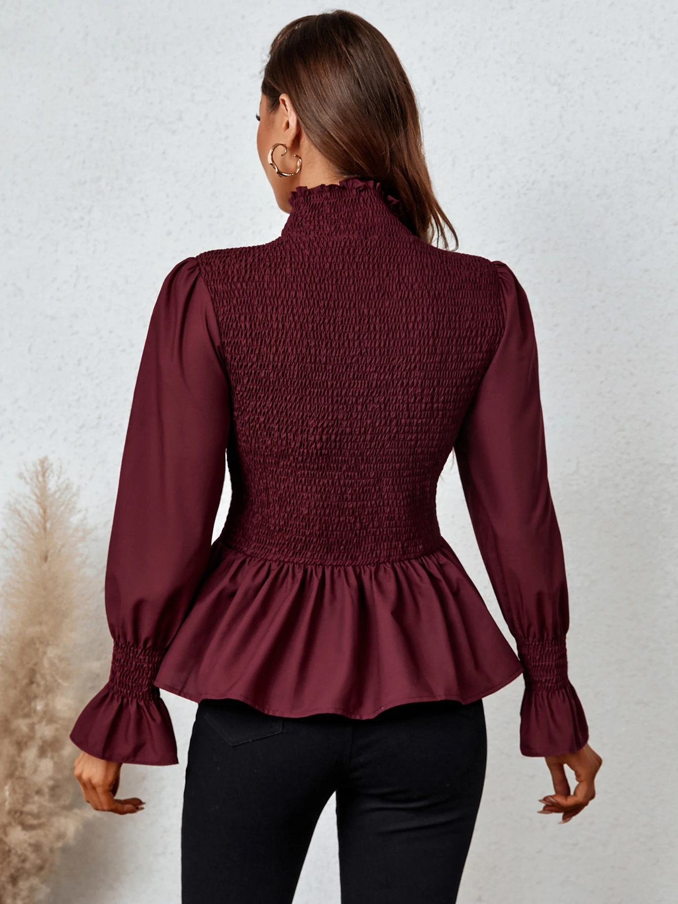 Turtleneck Ruched Blouse Women Long Sleeve T Shirt Female Autumn Winter Casual Crop Top Shirt