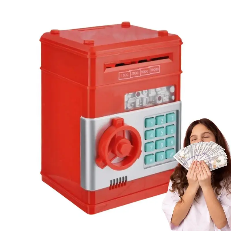 ATM Money Bank For Kids 4-digit Password Electronic Coin Bank 600-coin Or 100 Banknotes Capacity Kids Coin Bank Creative Savings