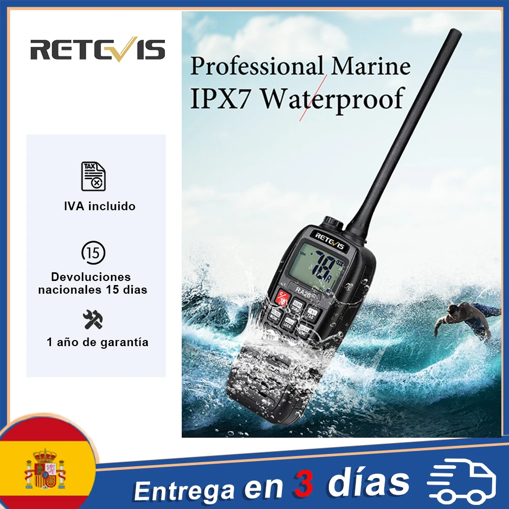 Retevis-walkie-talkie portátil RA26, Radio marina VHF, resistente al agua IP67, 5W, vibración, drenaje de agua, Radio VHF de largo alcance