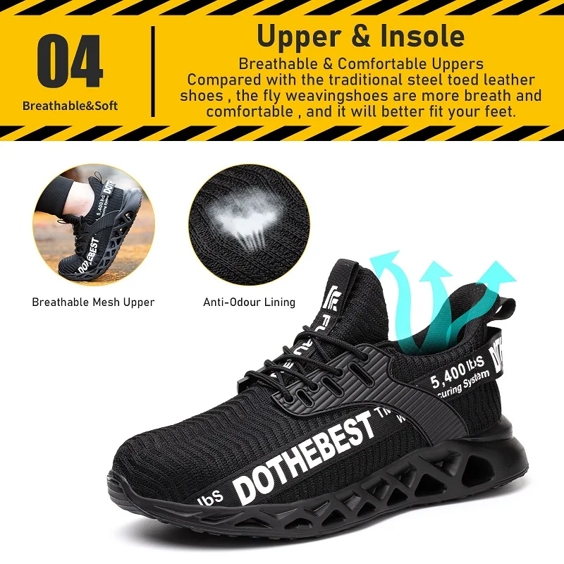 Anti-puncture Safety Shoes With Steel Toe Work Shoes Men Women Lightweight Safety Work Boots Breathable Sport Safety Shoes Unise