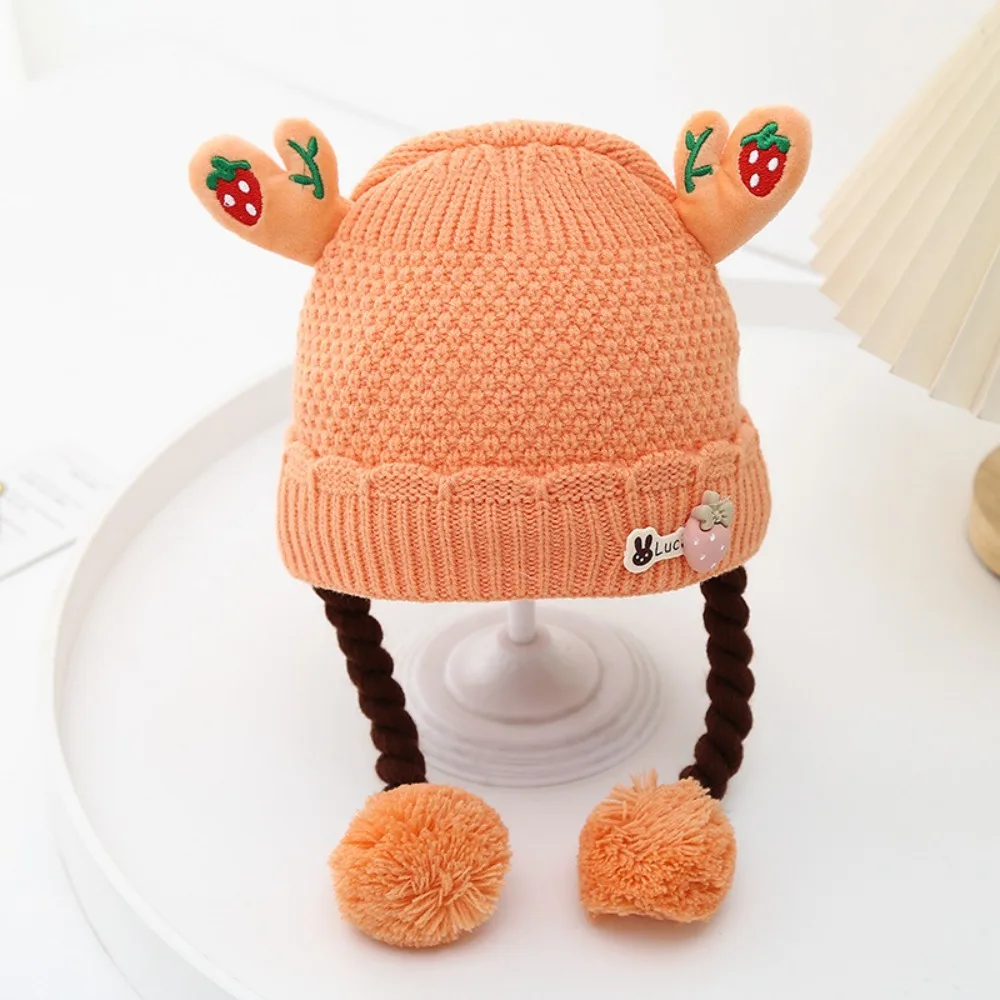 

New Thickened Bonnet Caps Winter Warm Knitted Pullover Hat Newborn Wig Braids Beanie Outdoor