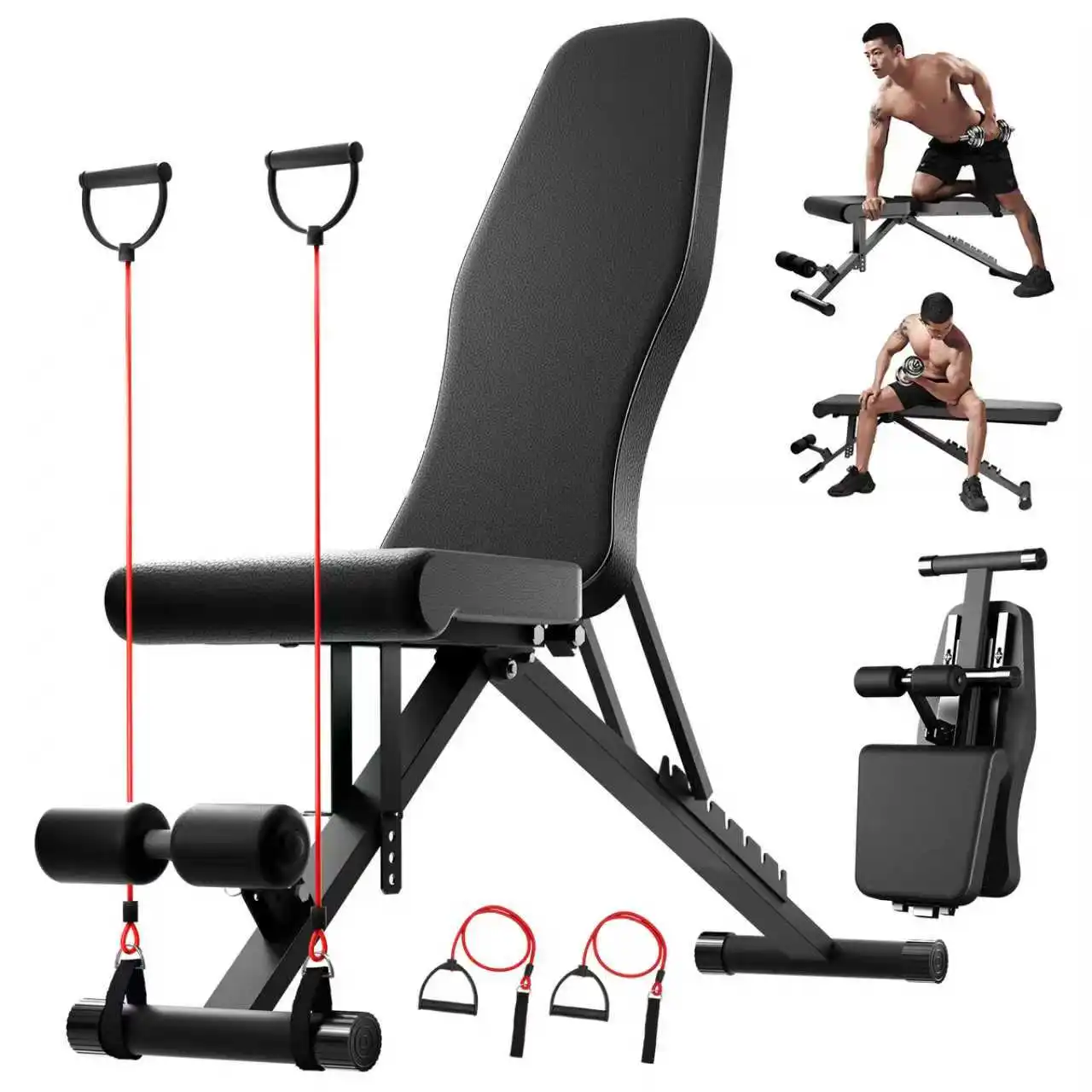 Banco plegable ajustable con mancuernas para entrenamiento, banco inclinado multifuncional para entrenamiento de fuerza con espalda extendida, cuerpo completo de 1000 libras