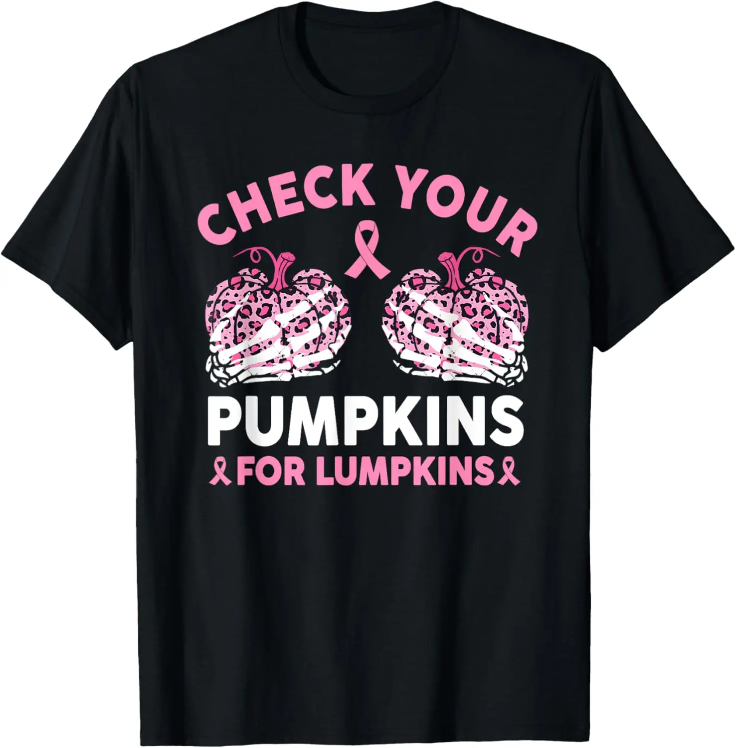 Check Your Pumpkins Breast Cancer Awareness Halloween Women T-Shirt