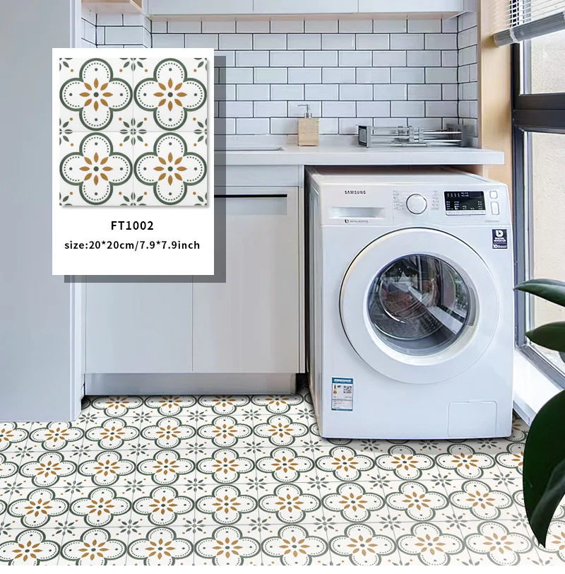 12 قطعة من طبقة لاصقة الحائط ذات السطح الأزرق والرمادي غير اللامع للبلاط/الأرض في أرضية المطبخ باكسبلاش ورق حائط فني من مادة PVC قابل للتقشير والعصا