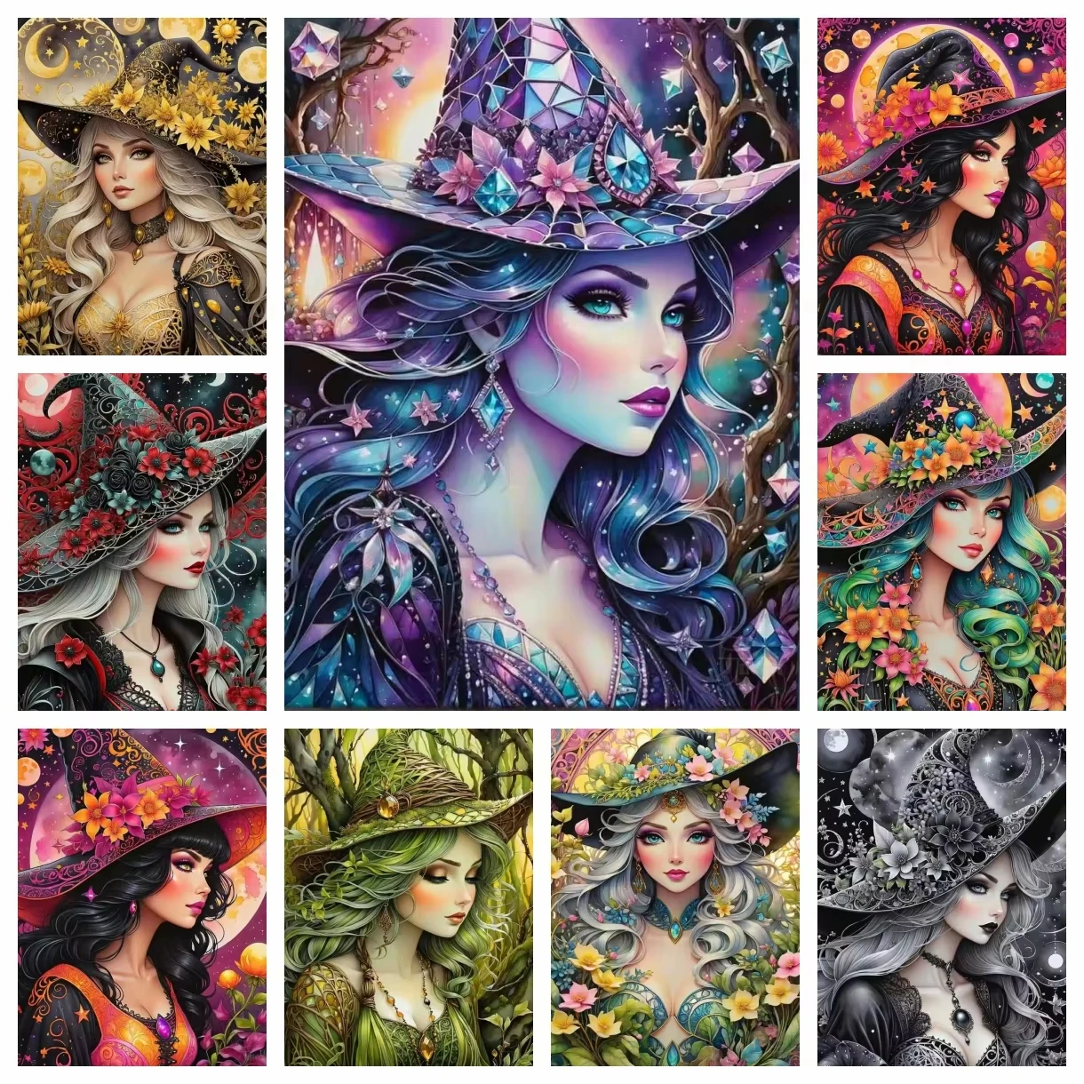 2026 Neue Wunderbare Hexenmädchen 5D Diamantmalerei-Sets Cartoon Magische Frau Kunst DIY Bohrer Mosaik Stickerei Kreuzstich