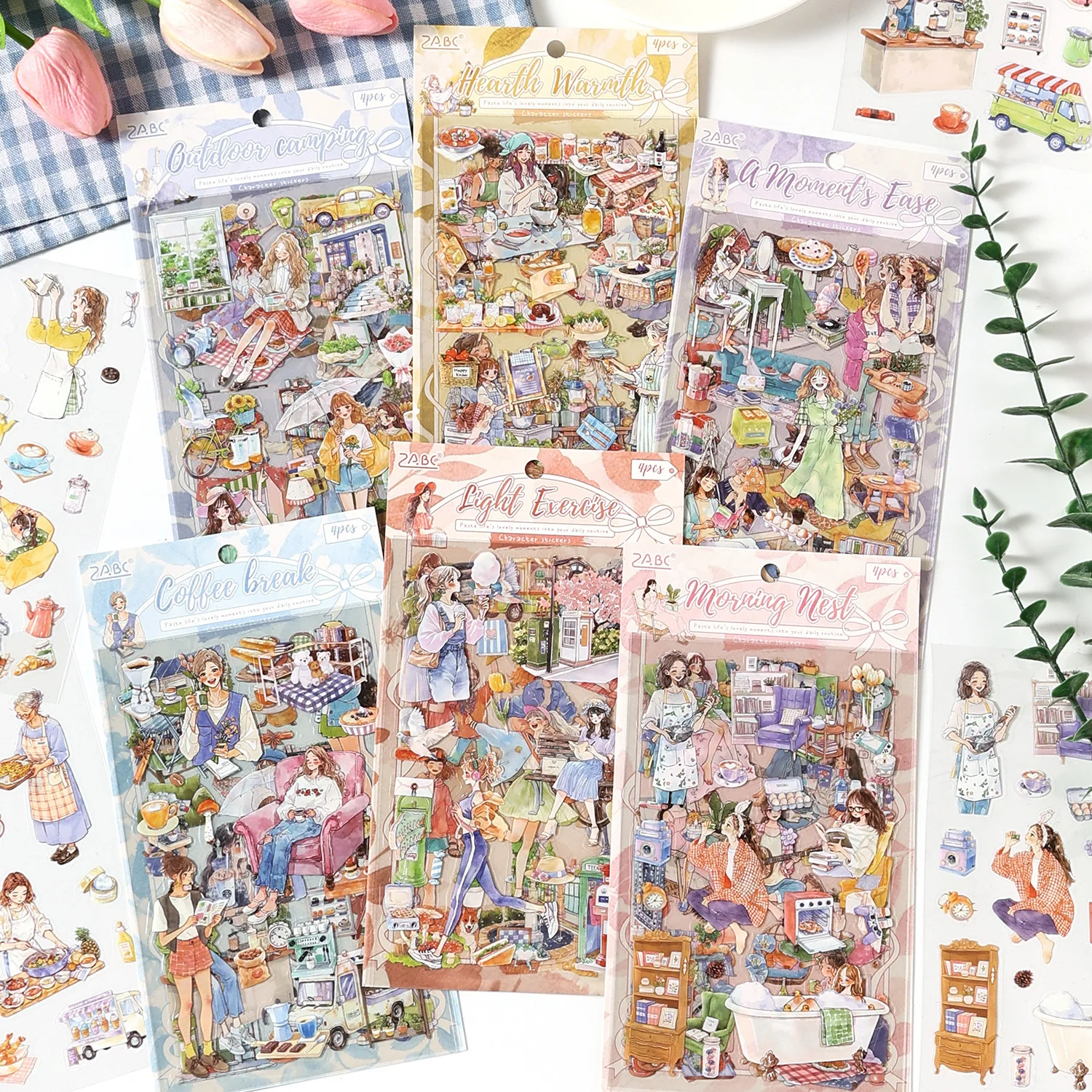 

4 pcs Interesting Time Pattern Stickers Set for Handmade Photo Album Scrapbooking Art Craft Journal Decor Paper