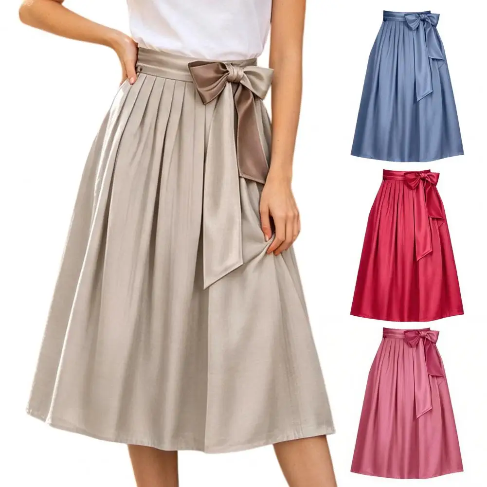 Bavarian Style Satin Skirt With Soft Pleats And Tied Bow Perfect For Autumn Event And Cultural Celebration