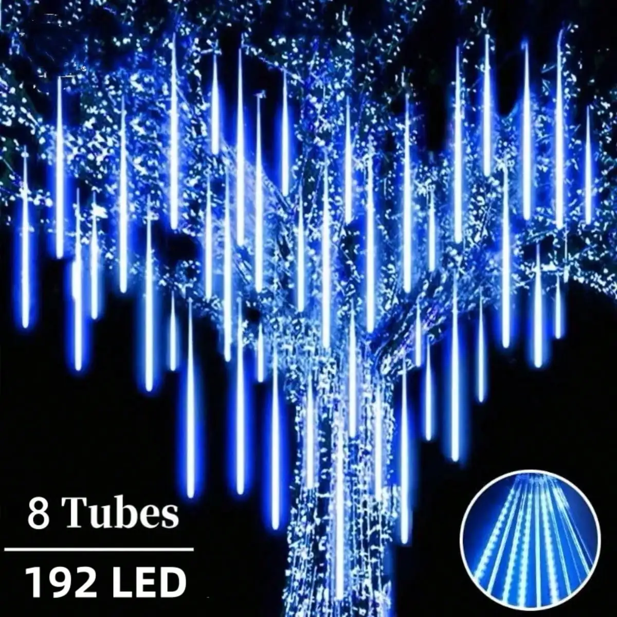 1pc 192LED Meteor Shower Lights - USB Icicle String Lights for Holiday & Party Decor