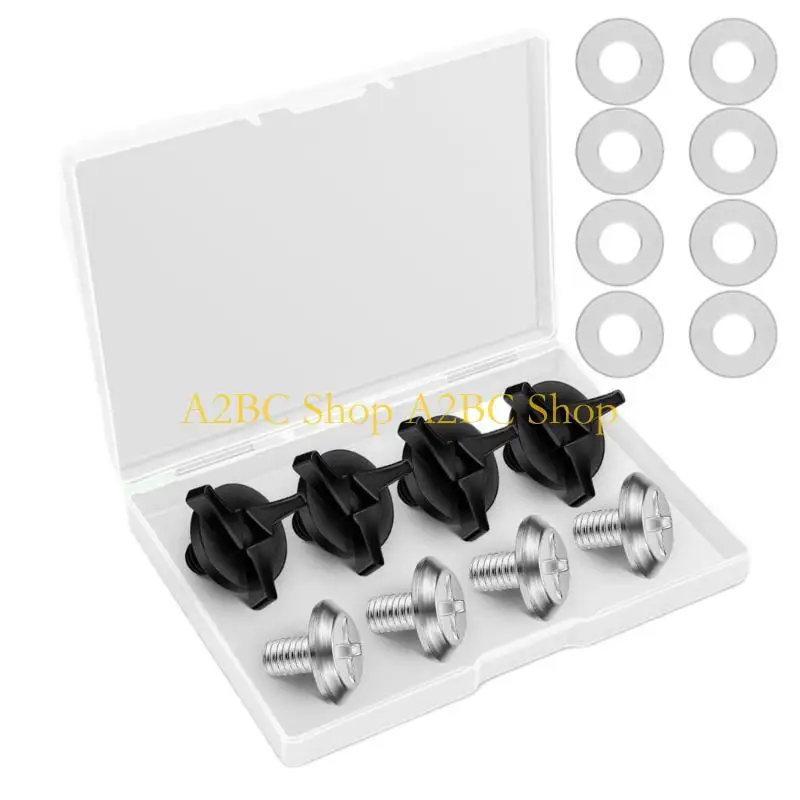 A2BC Easy Install Helmets Parts Motorcycle Helmets Screw With Rubber Washers Versatile Accessory Pack (Black and Silver)