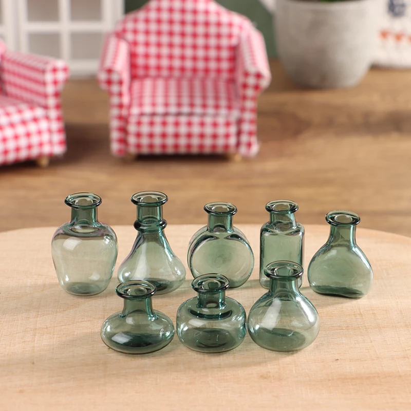 1Pc 1:12 Dollhouse Miniature Glass Vase Flower Storage Jar Model Furniture Accessories For Doll House Garden Decor Kids Play Toy