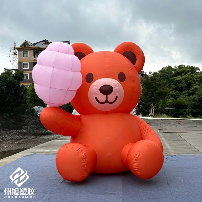 Inflatable bear, inflatable orange teddy bear, outdoor, mall or store decoration, commercial promotion display