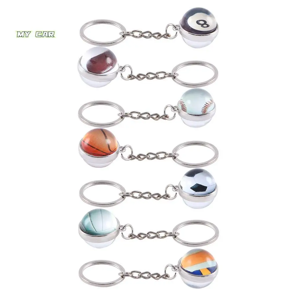 

Gift Soccer Football Key Holder Volleyball Bag Pendant Glass Ball Keychain Basketball Keychain Tennis Keychain Ball Keyring