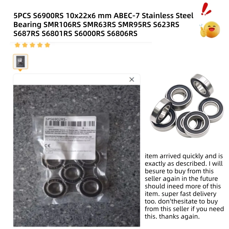 5 Stück S6805RS 25 x 37 x 7 mm ABEC-7 440C Edelstahl-Kugellager SMR85RS SMR105RS SMR128RS S608RS S6900RS S684RS S6701RS S623RS – Detail 9