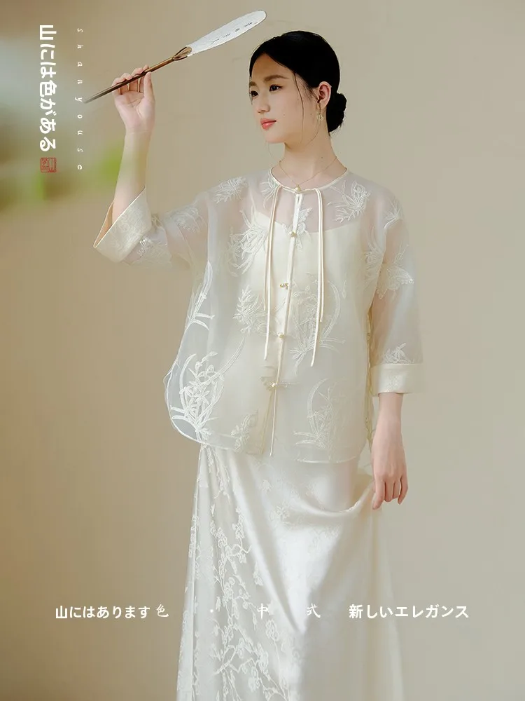 

Новый легкий дышащий тонкий комплект верхней одежды Yuezhi в китайском стиле: летняя модная женская одежда