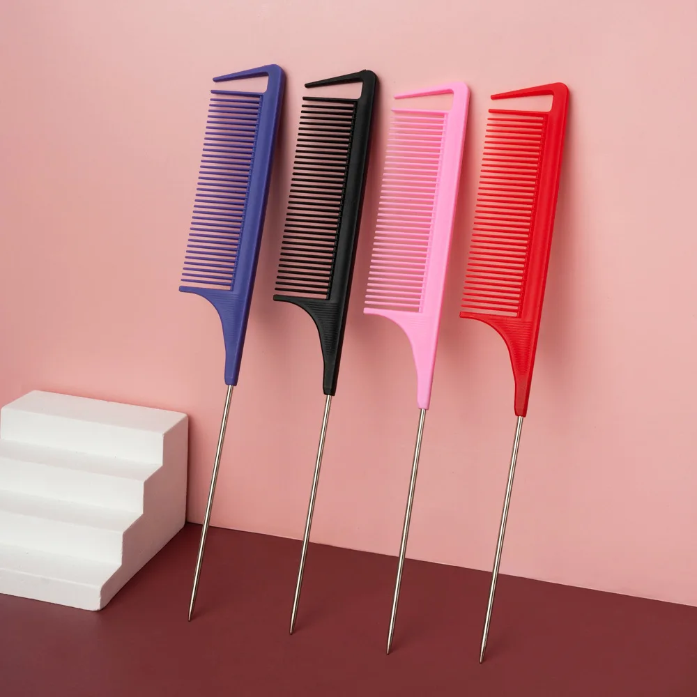 

Профессиональная расческа со стальным хвостом для укладки волос — тонкая расческа с крысиным хвостом для секционирования и распутывания волос