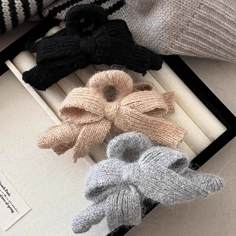 Herbst und Winter Plüsch Schleife Halteklammer Wolle Krallenklammer Accesorios Para El Cabello Yngк Gabri Волос Haarschmuck für Frauen – Detail 2