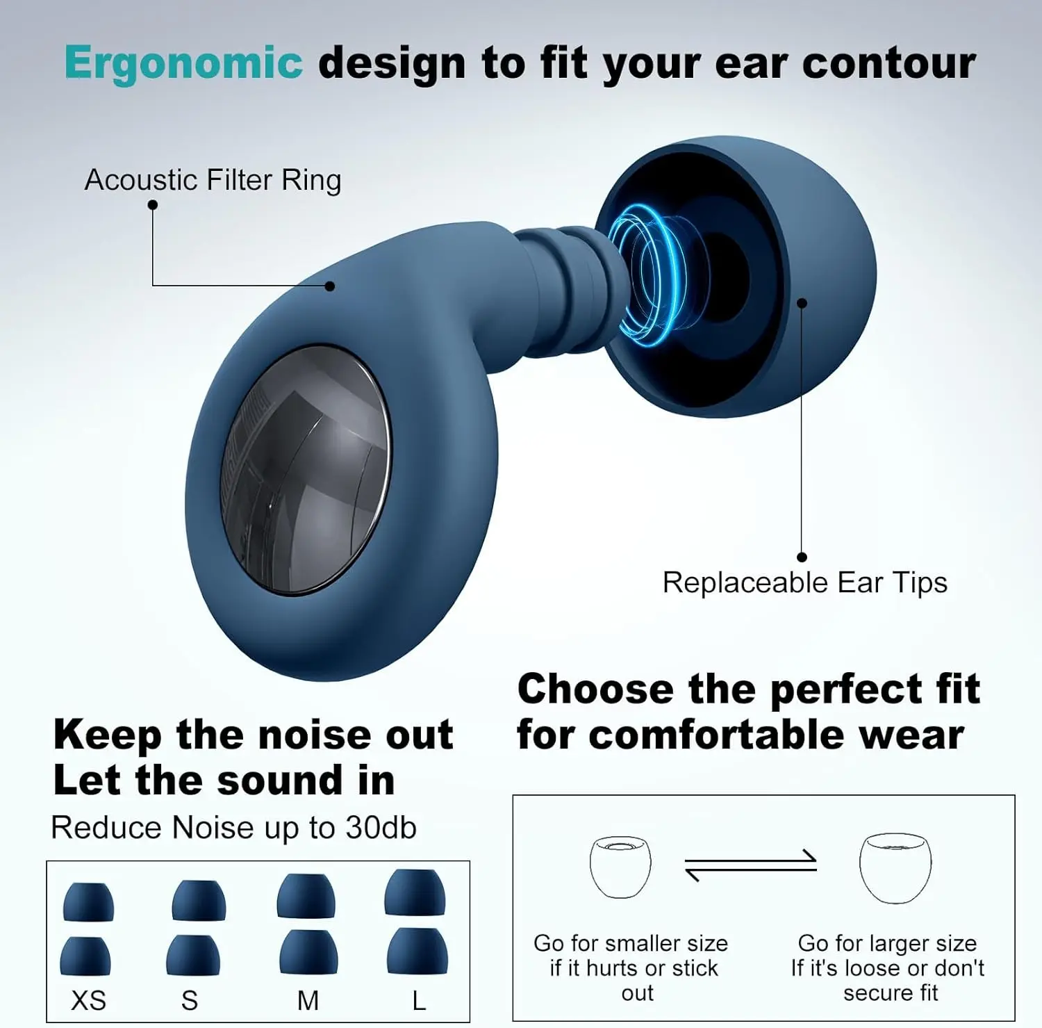 Eayburst Silicone Ear Plugs for Sleeping Noise Cancelling Hearing Protection Reusable Earplug for Sleep Focus Concerts WorkStudy
