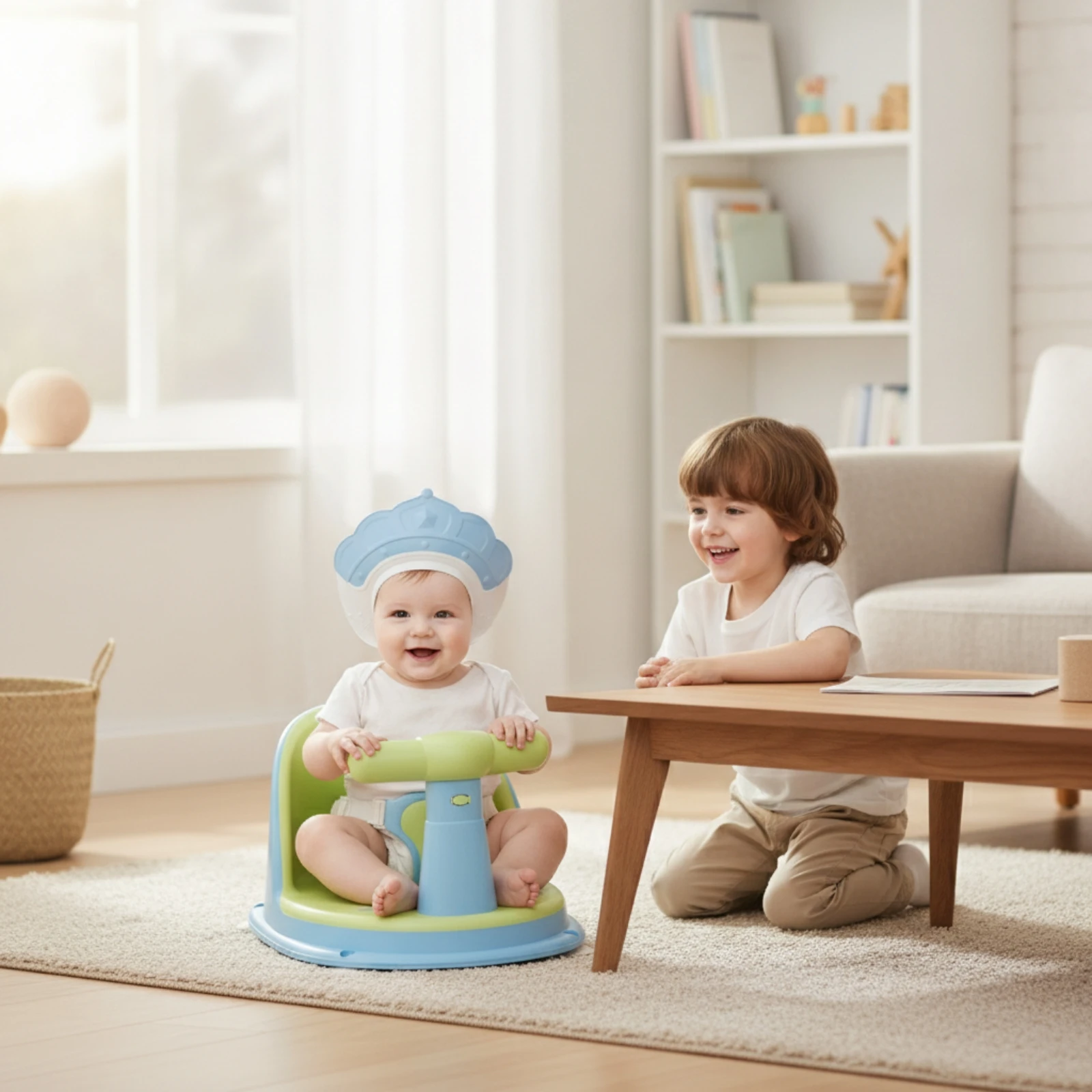 Bath Seat with Shampoo Cap Perforated Baby Bath Seat Furniture Padded Comfortable for Newborn, Bathroom view 5