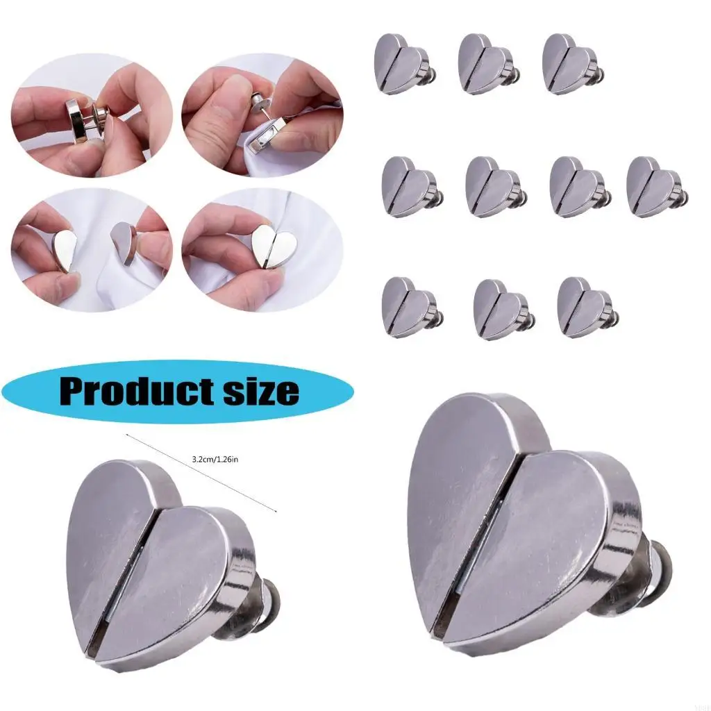 

10 Pairs Heart Curtain Button Curtain Magnets Closure for Office Y08E