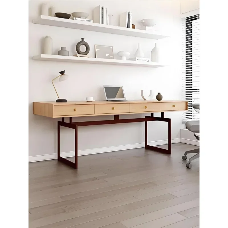 Designer Solid wood desk Home study Calligraphy table Modern computerdesk Learningtable Japanese wabi  medieval style