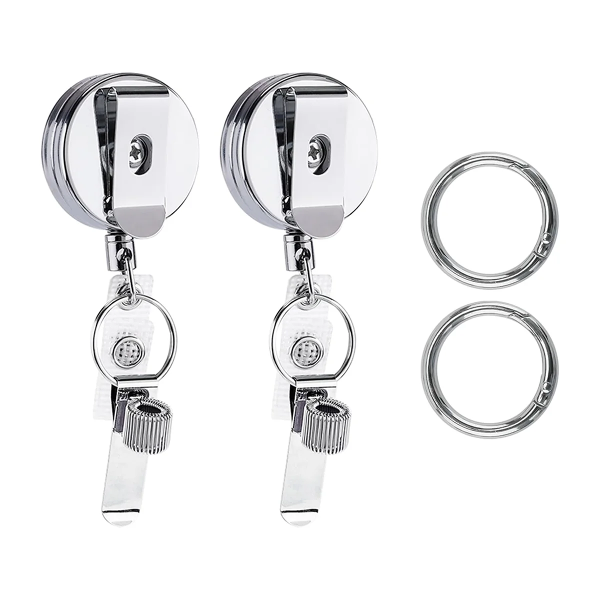 2Pcs Retractable Pen Holder, Badge Reel Pen Clip Keychain with Belt Clip and Key Ring for Nurses Teachers Waitresses