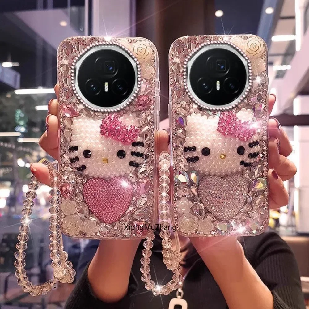 Para Honor Magic 7 Lite 7 Pro 6 Pro 5 Pro 4 Pro 3 Sanrio diamante Rhinestone Hello Kitty funda de teléfono para Honor8 Lite 6 5 Lite 4Lite