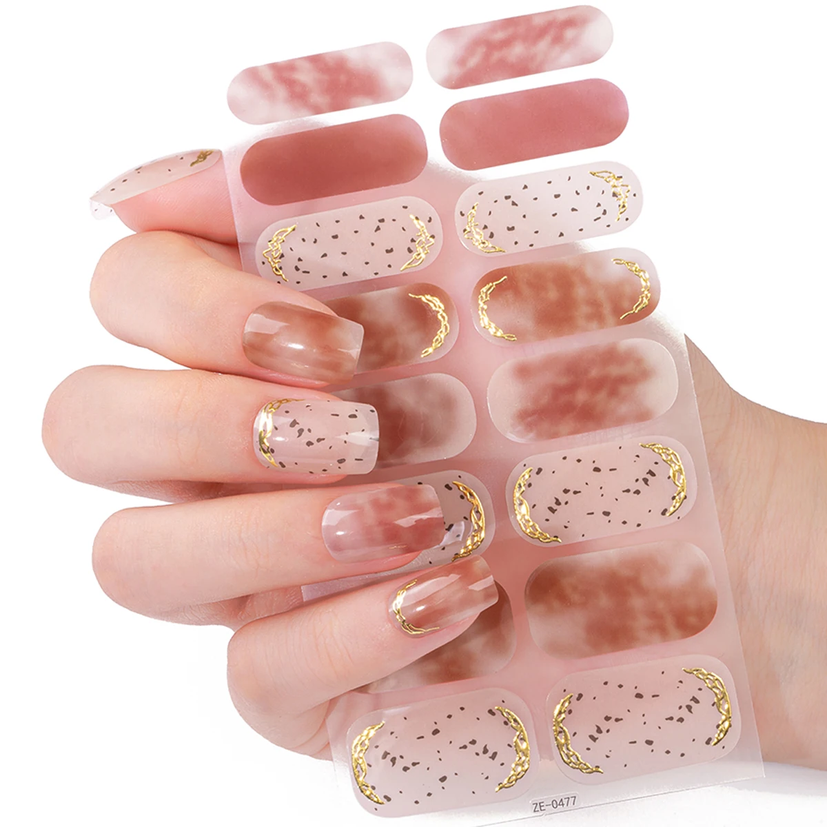 16Tips DIY Baking-Free Nail Stickers Glitter Gradient Nail Patch Full Cover Adhesive Nail Wraps Manicures Decoration Decal