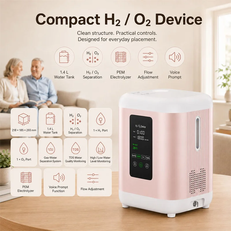 Hydrogen Inhalation Machine 99.99% Portable Purity Dual Outlet Hydrogen Oxygen Generator Spe Pem Tech Water Electrolysis Ionizer